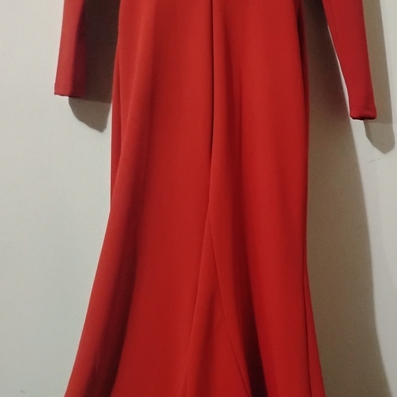 Lulu's Red Pleated Long Sleeve Sheath Dress - Picture 2 of 8